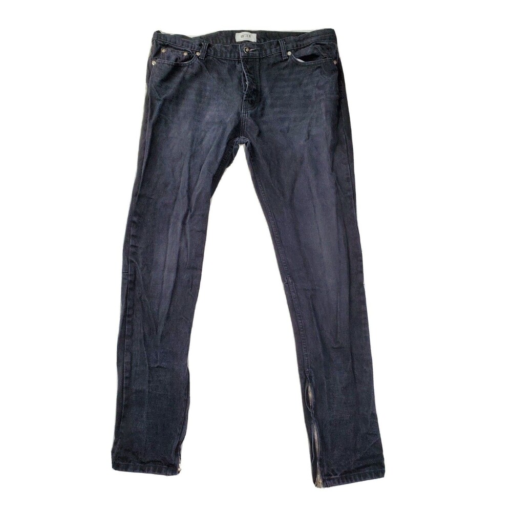 Mintcrew Mens Skinny/Slim Jeans Button Fly Riri Zipper Ankles Black Size 37x34